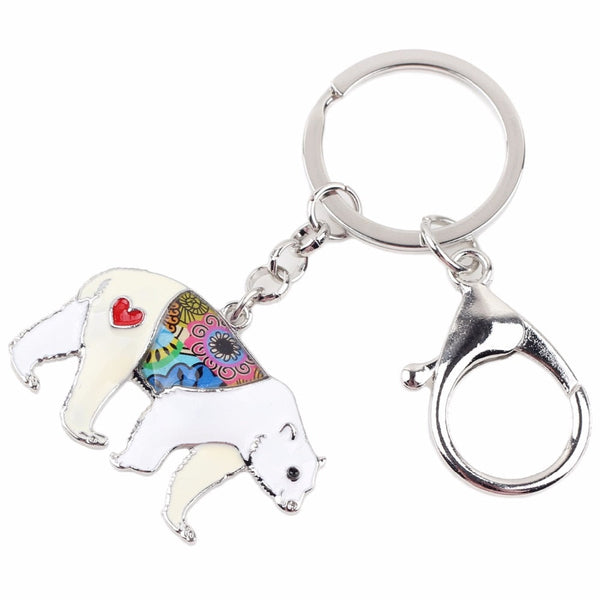 Enamel Alloy Multi-Colored Polar Bear Key Chain / Handbag Charm