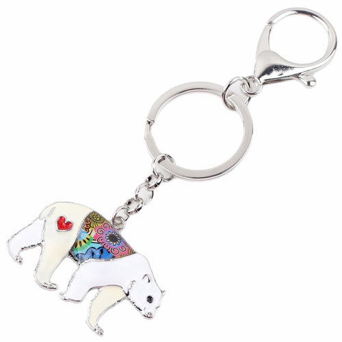 Enamel Alloy Multi-Colored Polar Bear Key Chain / Handbag Charm