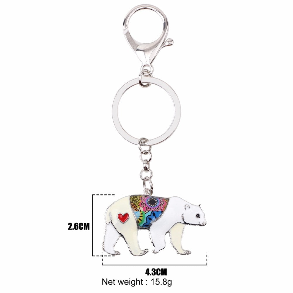 Enamel Alloy Multi-Colored Polar Bear Key Chain / Handbag Charm