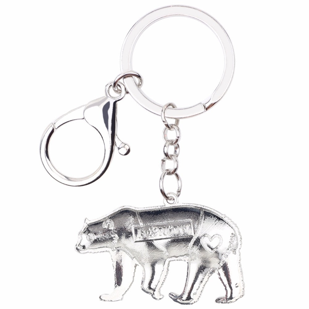 Enamel Alloy Multi-Colored Polar Bear Key Chain / Handbag Charm