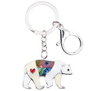 Enamel Alloy Multi-Colored Polar Bear Key Chain / Handbag Charm