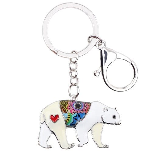 Enamel Alloy Multi-Colored Polar Bear Key Chain / Handbag Charm