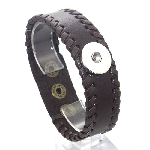 Laced Leather Sandy Snap Interchangeable Charm Bracelet