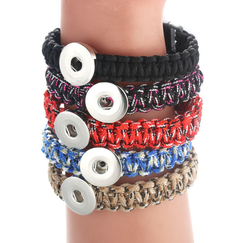 Colorful Woven Paracord Sandy Snap Interchangeable Charm Bracelet