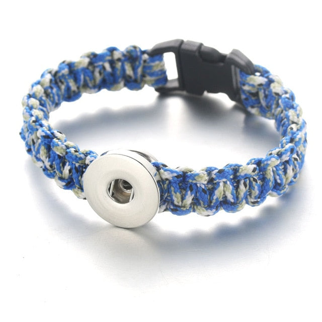 Colorful Woven Paracord Sandy Snap Interchangeable Charm Bracelet