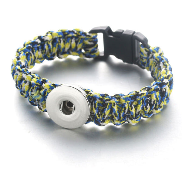 Colorful Woven Paracord Sandy Snap Interchangeable Charm Bracelet