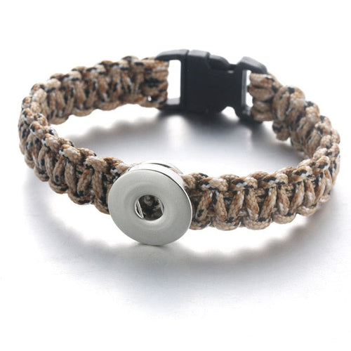 Colorful Woven Paracord Sandy Snap Interchangeable Charm Bracelet