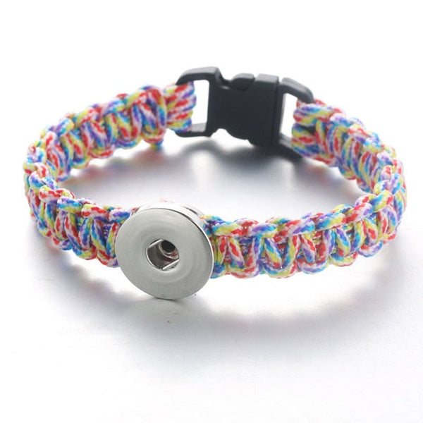 Colorful Woven Paracord Sandy Snap Interchangeable Charm Bracelet