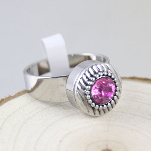 Stainless Steel Sandy Snap Interchangeable Charm Ring