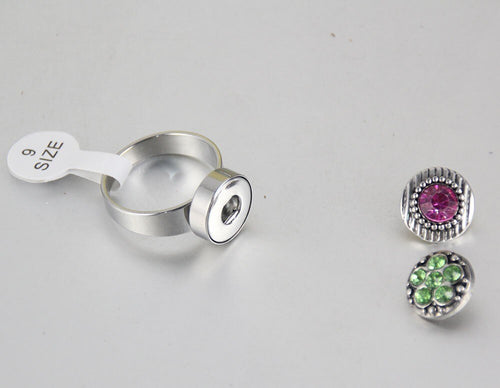 Stainless Steel Sandy Snap Interchangeable Charm Ring
