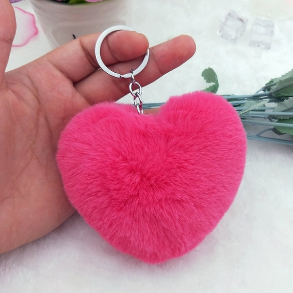 Fur Heart Key Chain / Purse Puff