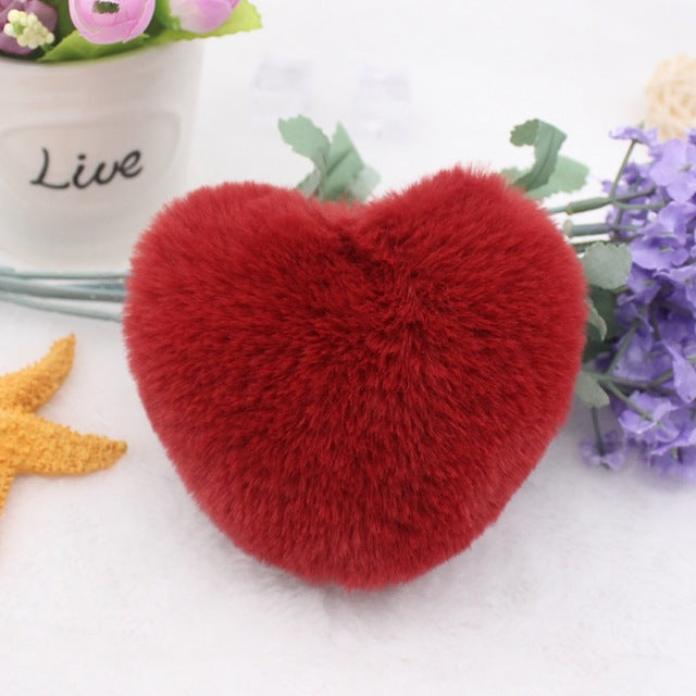 Fur Heart Key Chain / Purse Puff