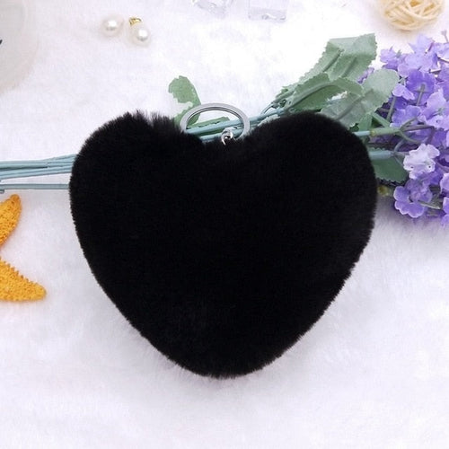 Fur Heart Key Chain / Purse Puff