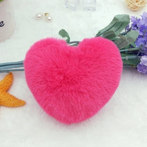 Fur Heart Key Chain / Purse Puff