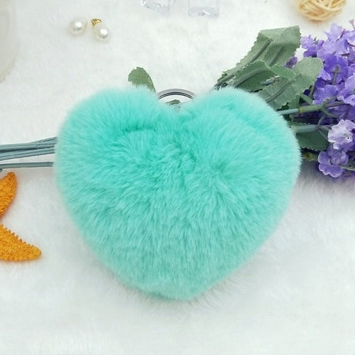 Fur Heart Key Chain / Purse Puff
