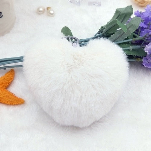 Fur Heart Key Chain / Purse Puff