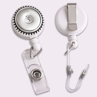 Round Badge Reel ID Holder, Retractable Sandy Snap Interchangeable Charm Lanyard