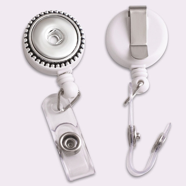 Round Badge Reel ID Holder, Retractable Sandy Snap Interchangeable Charm Lanyard