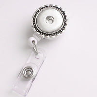 Round Badge Reel ID Holder, Retractable Sandy Snap Interchangeable Charm Lanyard