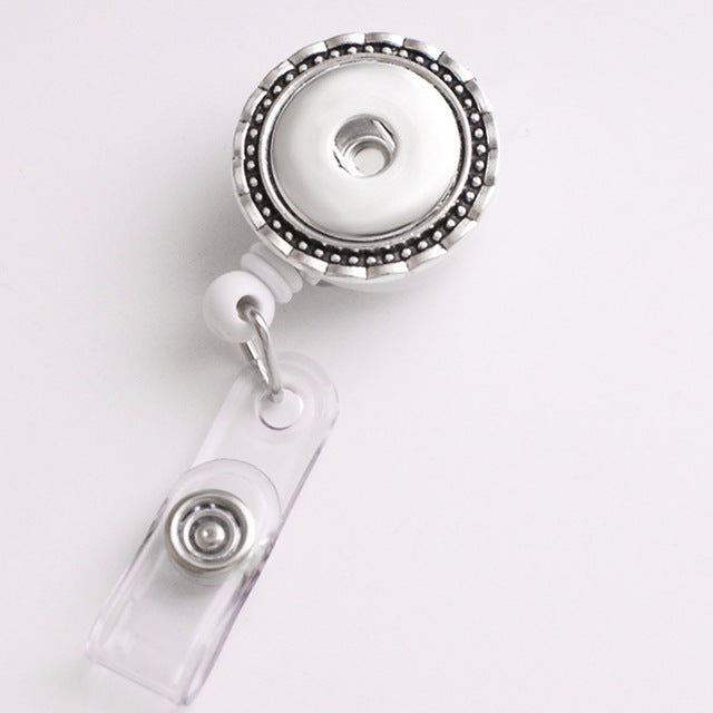 Round Badge Reel ID Holder, Retractable Sandy Snap Interchangeable Charm Lanyard