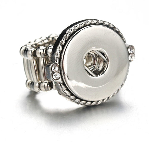 Elastic Stretchable Rhinestone Sandy Snap Interchangeable Charm Ring