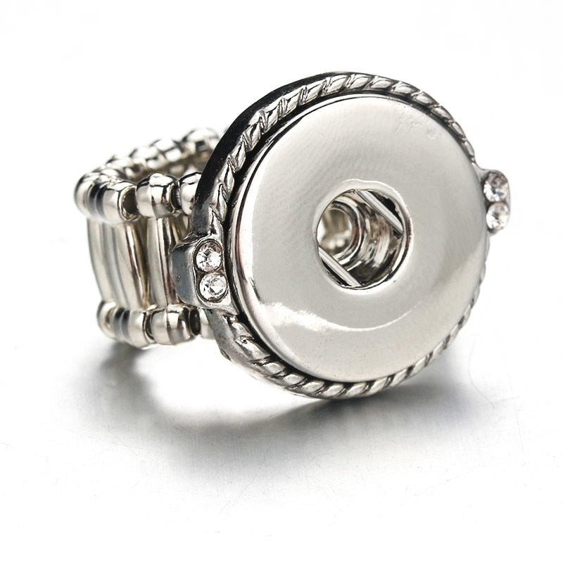 Elastic Stretchable Rhinestone Sandy Snap Interchangeable Charm Ring