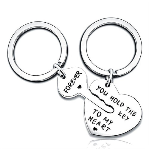 Key With Heart Key Chain Set  "YOU HOLD THE KEY TO MY HEART"