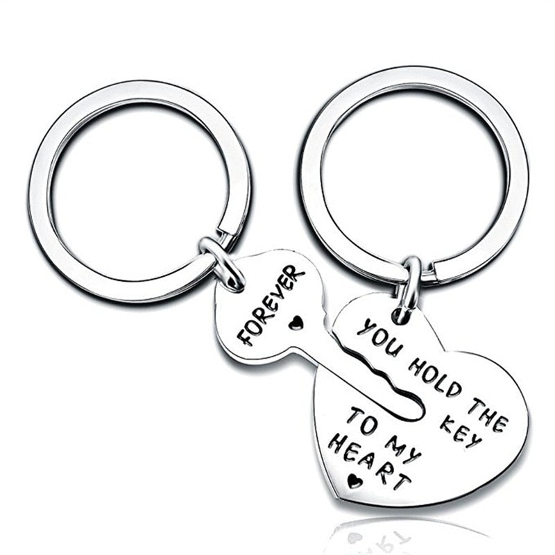 Key With Heart Key Chain Set  "YOU HOLD THE KEY TO MY HEART"
