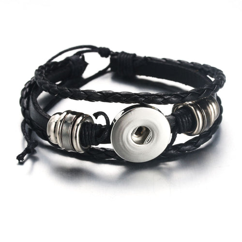 Multiple Strand Leather Rope Sandy Snap Interchangeable Charm Bracelet