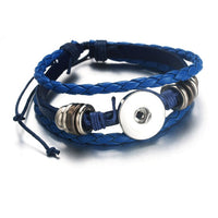 Multiple Strand Leather Rope Sandy Snap Interchangeable Charm Bracelet