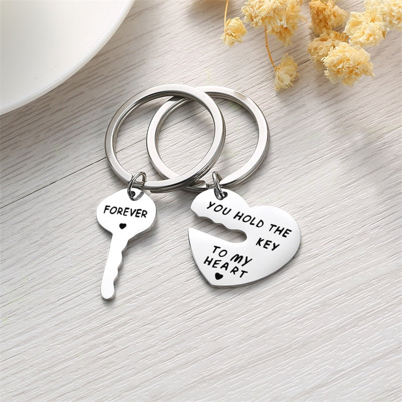 Key With Heart Key Chain Set  "YOU HOLD THE KEY TO MY HEART"