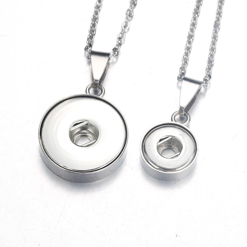 Plain Stainless Steel 2 Sizes Sandy Snap Interchangeable Charm Necklace