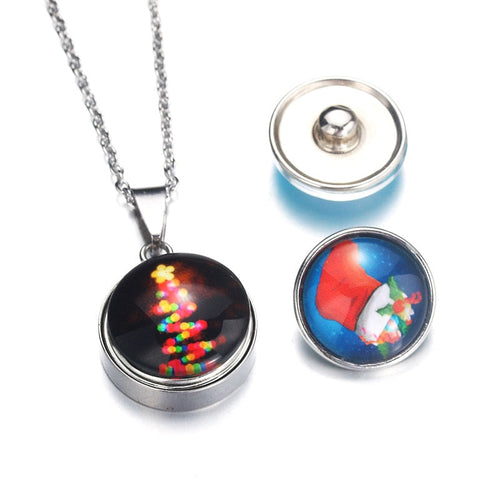 Plain Stainless Steel 2 Sizes Sandy Snap Interchangeable Charm Necklace