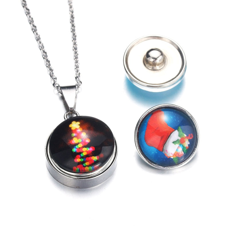 Plain Stainless Steel 2 Sizes Sandy Snap Interchangeable Charm Necklace