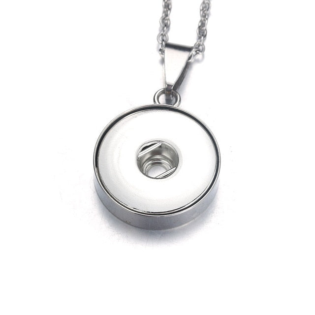 Plain Stainless Steel 2 Sizes Sandy Snap Interchangeable Charm Necklace