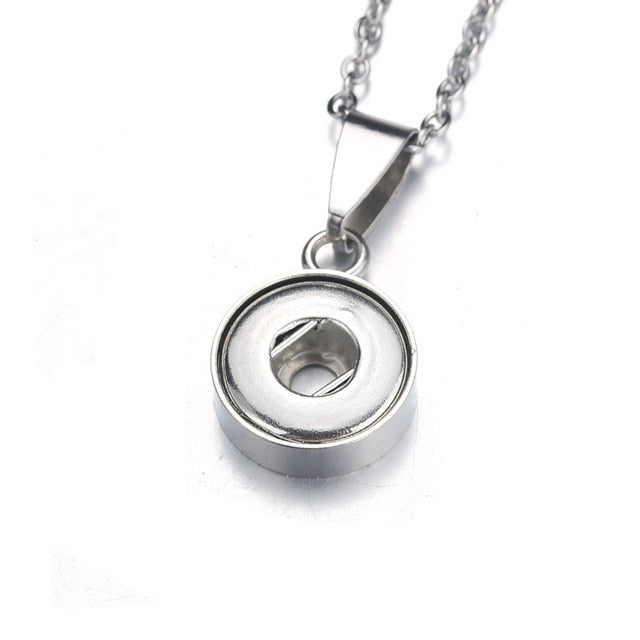Plain Stainless Steel 2 Sizes Sandy Snap Interchangeable Charm Necklace