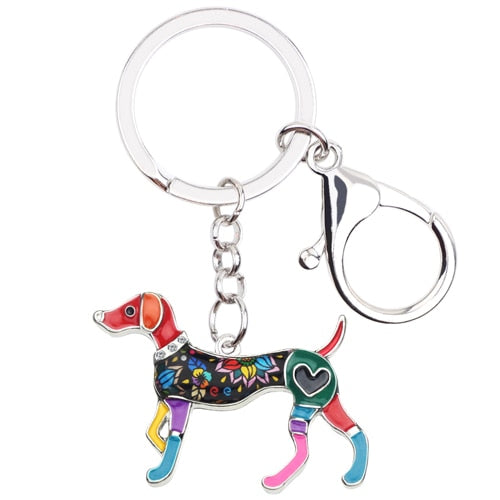 Enamel Alloy Multi-Colored Whippet Dog Keychain / Handbag Charm