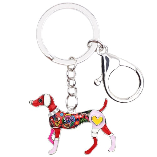 Enamel Alloy Multi-Colored Whippet Dog Keychain / Handbag Charm