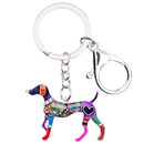 Enamel Alloy Multi-Colored Whippet Dog Keychain / Handbag Charm