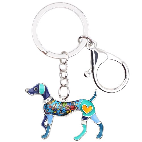 Enamel Alloy Multi-Colored Whippet Dog Keychain / Handbag Charm