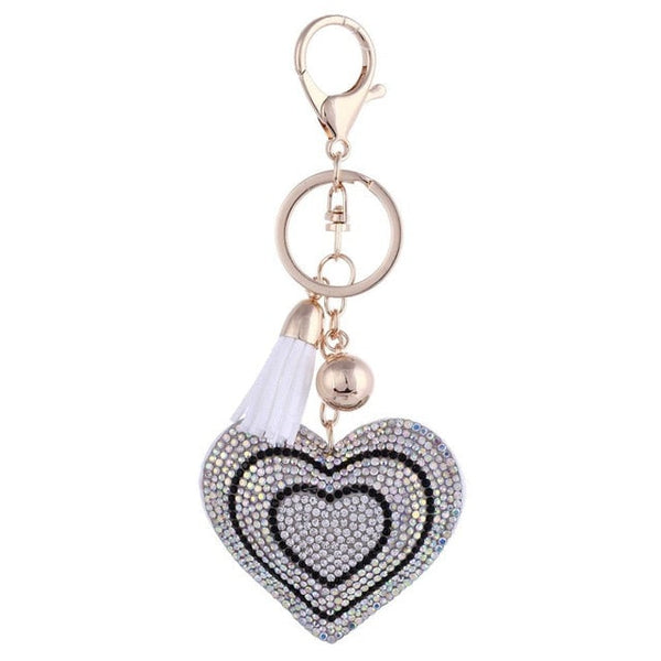 Jeweled Heart with Tassel Key Chain / Handbag Charm