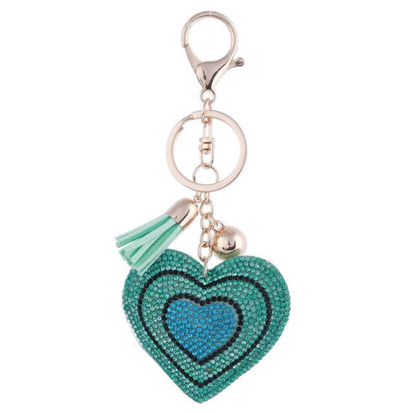 Jeweled Heart with Tassel Key Chain / Handbag Charm