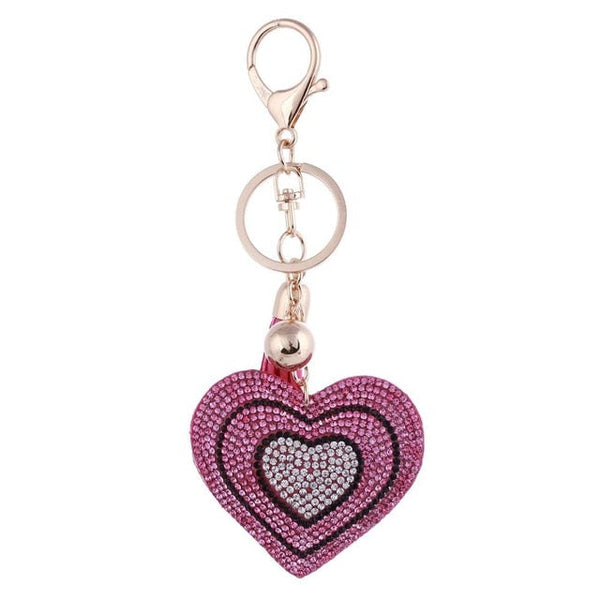 Jeweled Heart with Tassel Key Chain / Handbag Charm