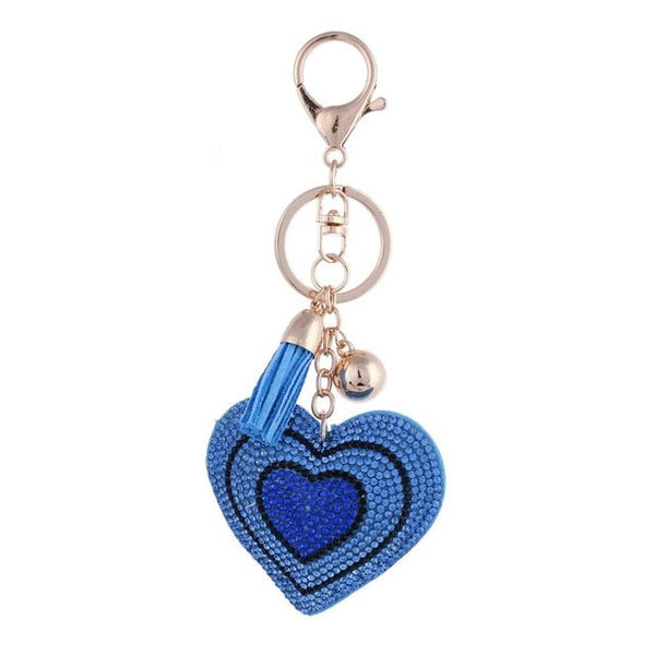 Jeweled Heart with Tassel Key Chain / Handbag Charm