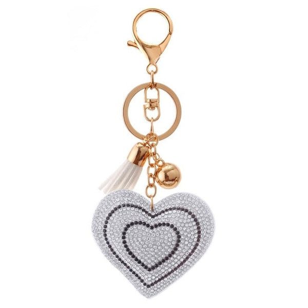 Jeweled Heart with Tassel Key Chain / Handbag Charm