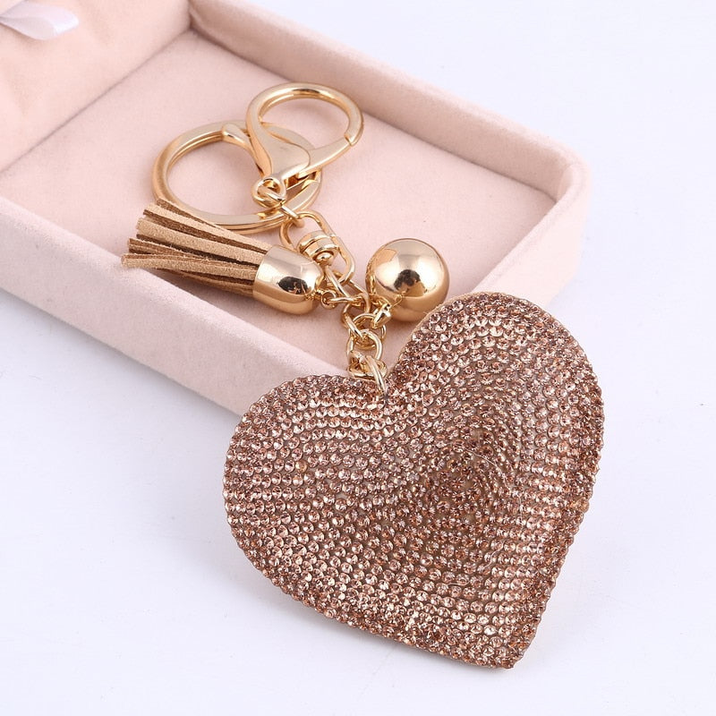 Jeweled Heart with Tassel Key Chain / Handbag Charm
