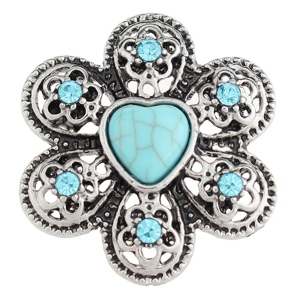 Turquoise Color Heart Sandy Snap Interchangeable Charm