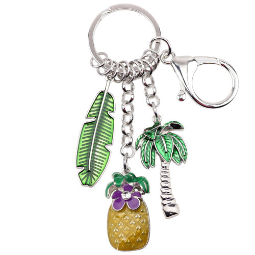 Enamel Alloy Multi-Colored 3 Charm Key Chain / Handbag Charm