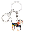 Enamel Alloy Multi-Colored Beagle Dog Key Chain / Handbag Charm