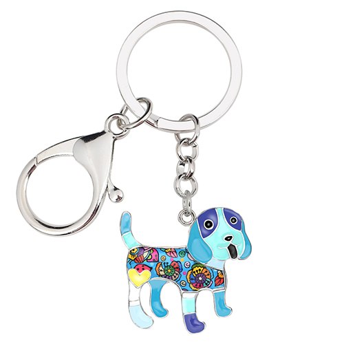 Enamel Alloy Multi-Colored Beagle Dog Key Chain / Handbag Charm